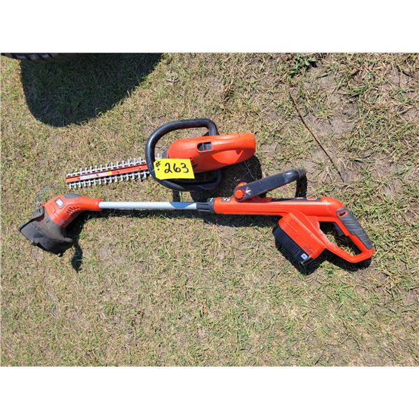 Cordless B&D weed eater (no charger) & elec. Hedge trimmer