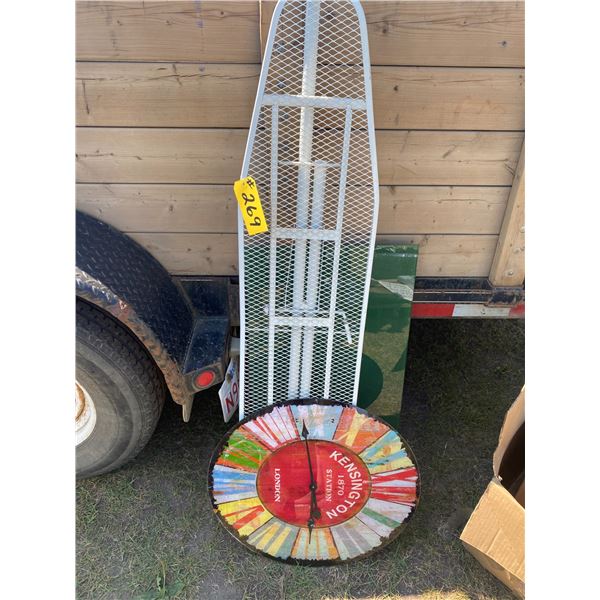 Ironing board, glass clock