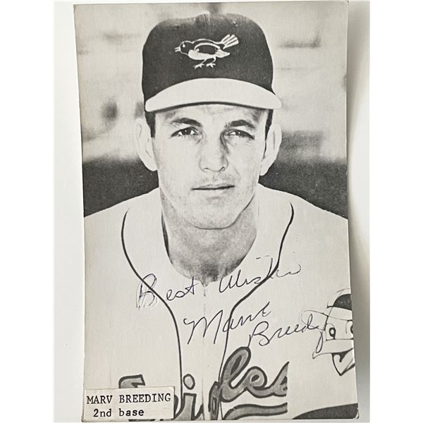 Baltimore Orioles Marv Breeding signed photo