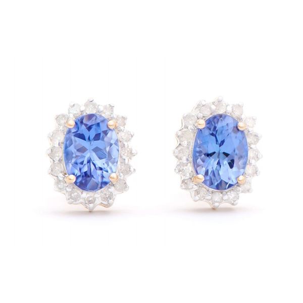 14KT Yellow Gold 1.64cts Tanzanite and Diamond Earrings