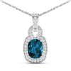 14KT White Gold 1.95ctw London Blue Topaz and Diamond Pendant