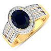 14KT Yellow Gold 2.1ctw Blue Sapphire and Diamond Ring