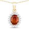 14KT Yellow Gold 1.87ctw Spessartite Garnet and White Diamond Pendant