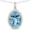 14KT White Gold 9.11ct Aquamarine and Diamond Pendant with Chain