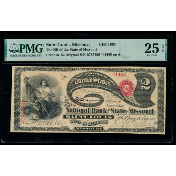 1865 $2 St Louis MO National PMG 25EPQ