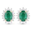14KT Yellow Gold 1.86ctw Zambian Emerald and White Diamond Earrings