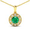 14KT Yellow Gold 1.8ctw Zambian Emerald and Diamond Pendant