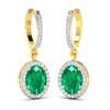 Image 2 : 14KT Yellow Gold 2ctw Zambian Emerald and Diamond Earrings