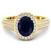 14KT Yellow Gold 2.10ct Blue Sapphire and Diamond Ring