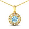14KT Yellow Gold 1.9ctw Aquamarine and Diamond Pendant