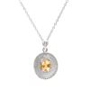 Plated Rhodium 1.08cts Citrine and Diamond Necklace