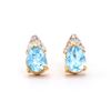 Plated 18KT Yellow Gold 2.65ctw Blue Topaz and Diamond Earrings