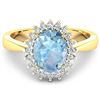 14KT Yellow Gold 0.96ct Aquamarine and Diamond Ring