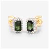 14KT Yellow Gold 0.76ctw Green Tourmaline and White Diamond Earrings