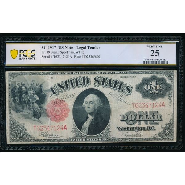 1917 $1 Legal Tender Note PCGS 25