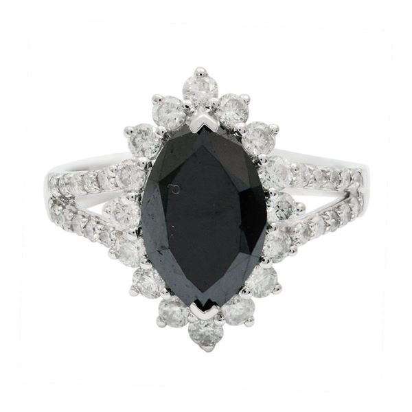 2.64 ctw FANCY BLACK CENTER Diamond 14KT White Gold Ring (3.44 ctw Diamonds)