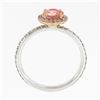 Image 9 : NEW 14K TT Gold GIA NO HEAT Padparadscha Sapphire & Diamond Halo Engagement Ring
