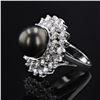 Image 1 : 12.6mm Tahitian Pearl and 3.16 ctw Diamond 18K White Gold Ring