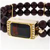 Image 4 : Vintage 14k Gold 12.74 ctw Emerald Cut and Bead Garnet Bracelet w/ Diamond Accen