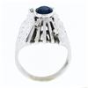Image 8 : Vintage 14k White Gold Bezel Sapphire w/ Diamond Textured Open Work Domed Ring