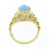 Image 7 : Estate Italian 18k Gold Oval Cabochon Cut Turquoise Solitaire Braided Cigar Ring