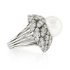 Image 5 : Large Vintage Handmade Platinum 14mm Pearl w/ 6.57 ctw Diamond Wire Work Dome Ri