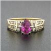 Image 2 : 14k TT Gold 1.18 ctw Pink Sapphire Solitaire Round Diamond Channel Engagement Ri
