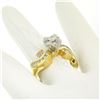Image 6 : 14k Yellow & White Gold 1.0 ctw Fine Round & Baguette Diamond Solitaire Ring
