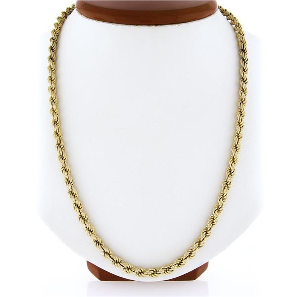 Unisex 18K Yellow Gold Long 28" 4.9mm Wide Polished Rope Chain Necklace 21g