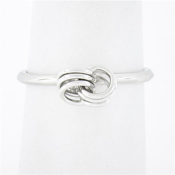 Petite 18K White Gold Simple Polished Interlocking Triple Wire Open Knot Ring