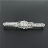 Image 2 : Antique Art Deco Platinum 4.04 ctw Old European Diamond Filigree Bar Pin Brooch