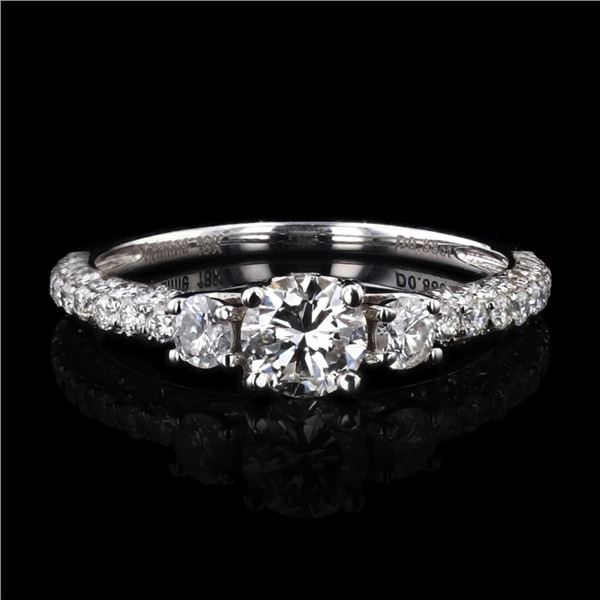0.50 ctw SI2 CLARITY CENTER Diamond 18K White Gold Ring (1.38 ctw Diamonds) GIA