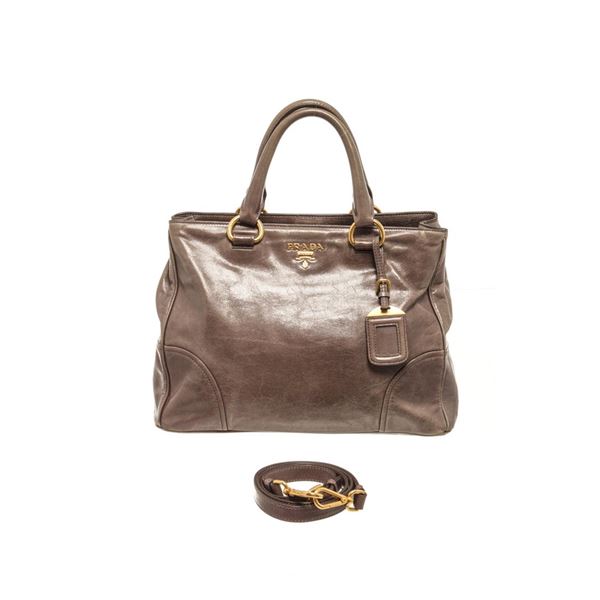 Prada Brown Shine Leather 2Way Satchel Bag