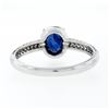 Image 7 : Petite 14K White Gold 1.05 ctw Oval Sapphire Solitaire & Diamond Halo Promise Ri