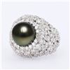 Image 2 : 11mm Tahitian Pearl and 3.00 ctw Diamond 18K White Gold Ring