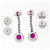 Image 4 : Fancy 18K White Gold 1.38 ctw Round Ruby w/ Diamond Halo Post Drop Dangle Earrin