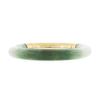 Image 3 : Vintage 18k Gold GIA Arc Shape Green & White Jade w/ Open Work Bangle Bracelet