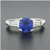 Image 3 : Vintage Platinum 1.48 ctw Round Sapphire Solitaire Diamond 3 Stone Engagement Ri