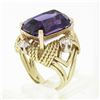 Image 9 : Large Vintage 18K Gold Amethyst & Diamond Twisted Wire Open Work Cocktail Ring