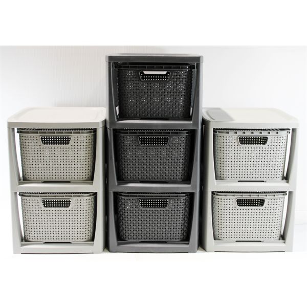 3 BASKET STYLE PLASTIC ORGANIZERS