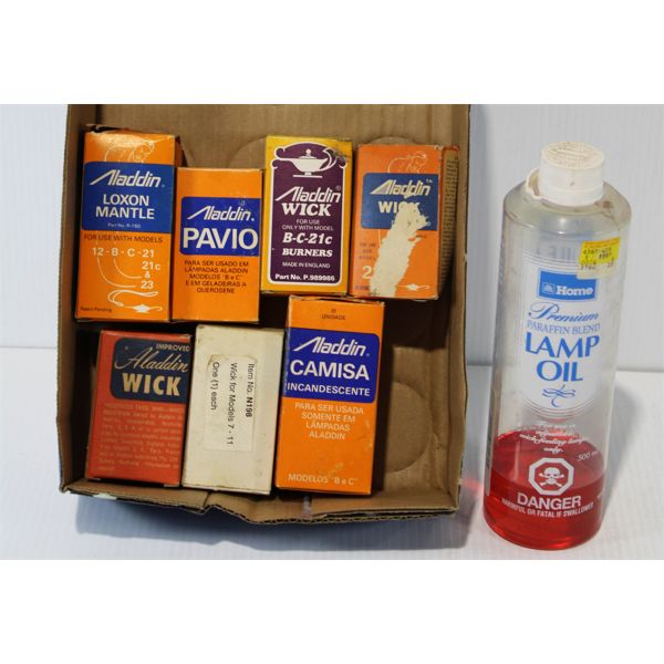 ASST. ALADDIN LAMP WICKS & PARTIAL BOTTLE LAMP OIL