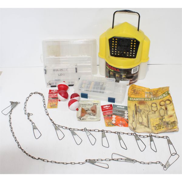 ASST. FISHING ITEMS - BOBBERS, TACKLE ORGANIZERS ECT.