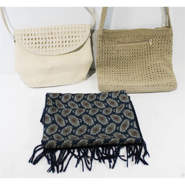 TWO ESTATE HANDBAGS & SCARF
