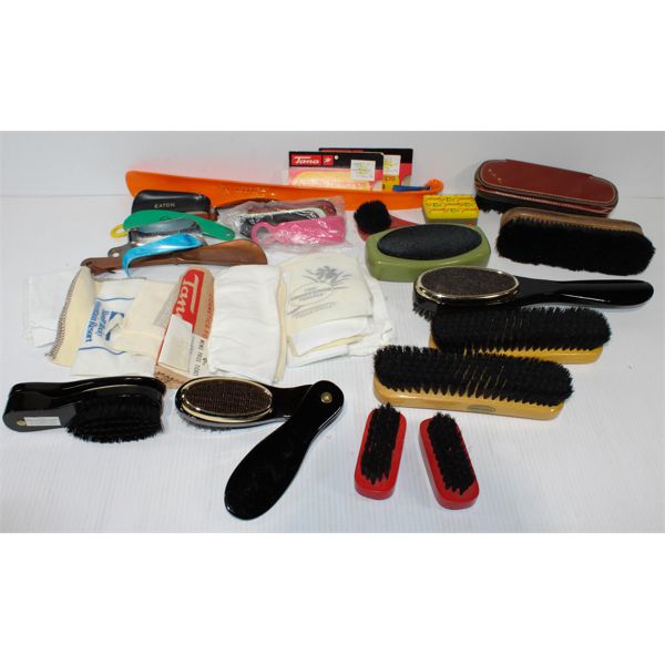 ASST. SHOE ITEMS INCL. BRUSHES, HORNS, ECT.