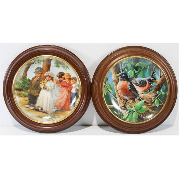 TWO FRAMED DECORTAIVE PLATES: HERE COMES THE BRIDE & THE ROBIN