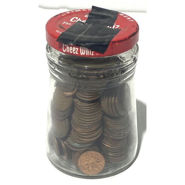 JAR OF CANADIAN PENNIES 