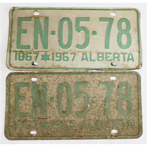 MATCHING VINT. 1867-1967 ALBERTA LICENCE PLATES