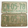 Image 1 : MATCHING VINT. 1867-1967 ALBERTA LICENCE PLATES