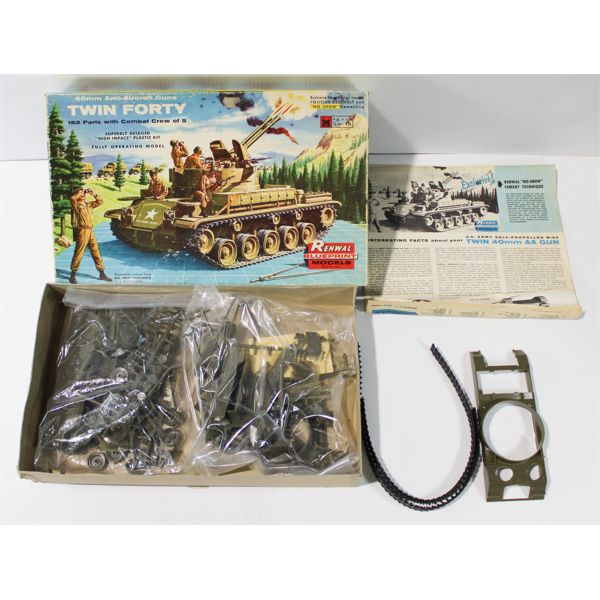 VINTAGE RENWAL BLUEPRINT MODEL TWIN FORTY MOBILE ANTI-AIRCRAFT GUNS 