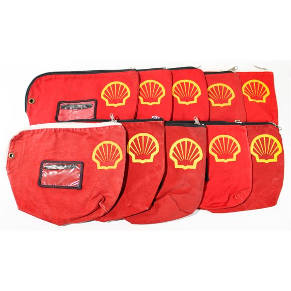 10 SHELL LOGO OIL GAS ADVERTISING ZIPPERED CASH BAGS
